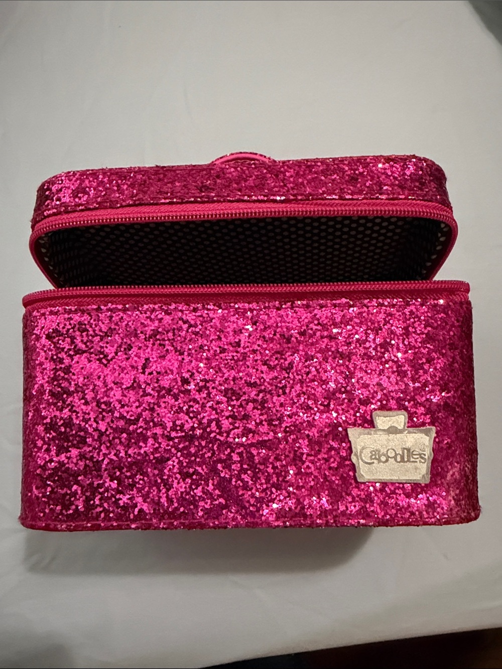 Caboodles Hot Pink Sequin Cosmetic Case - Glitter Makeup Organizer w/ jewelry